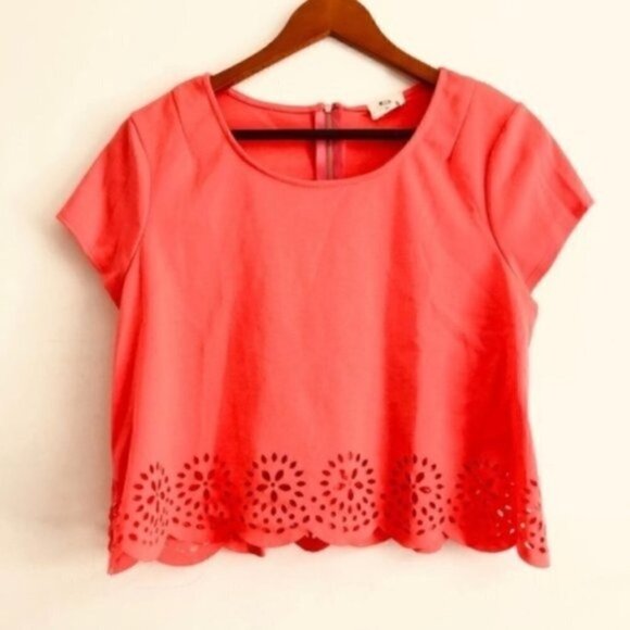 urban outfitters Pins Needles Crop Top M Laser Cut Scallop Hem Boxy - Picture 3 of 11